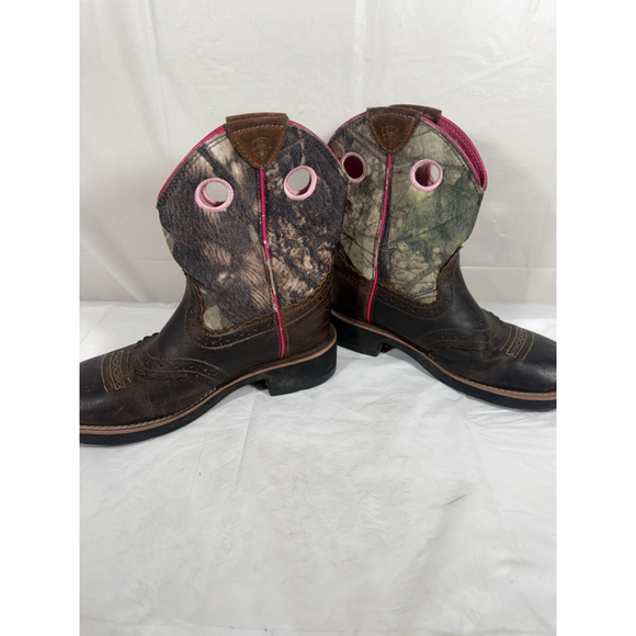 Ariat Fatbaby Western Camo Brown Leather Ranch Cowboy Boots 10006854 Womens 6B - Picture 6 of 16